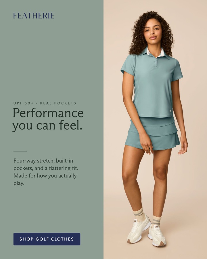 Sage green golf set ad, Performance you can feel