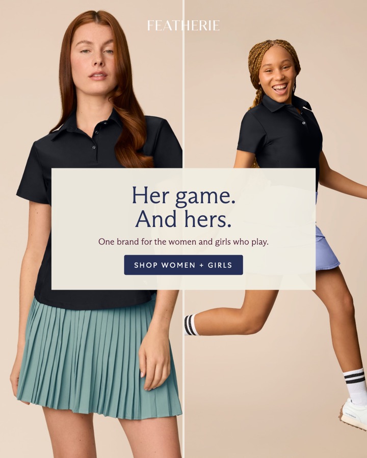 Woman and girl in matching golf apparel