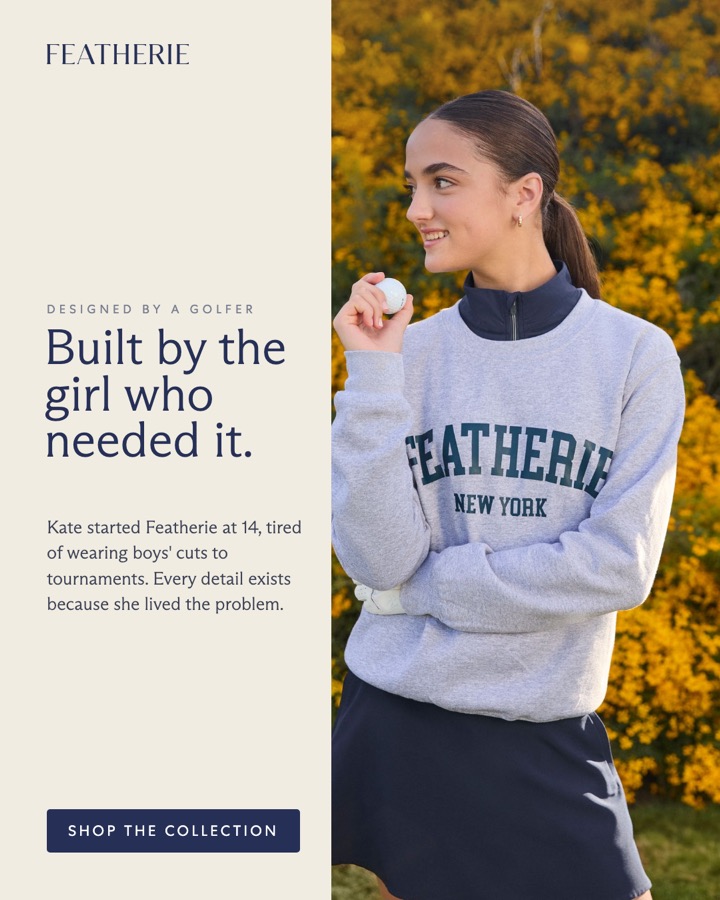 Founder in branded sweatshirt on the course