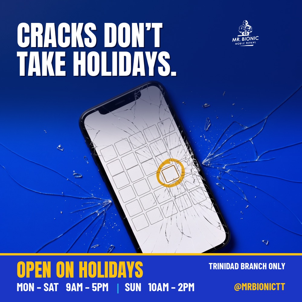 Cracked phone screen showing a calendar