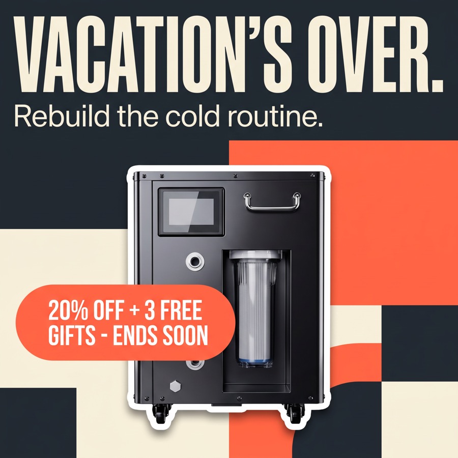 Chiller ad reading Vacation's Over